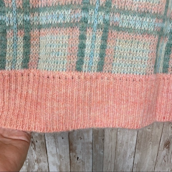 LoveShackFancy Jeeves‎ Magnolia Pink Plaid Wool and Mohair Long Sleeve Cardigan - Picture 7 of 13